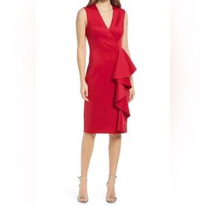 Eliza J Elegant Red Ruffle Dress